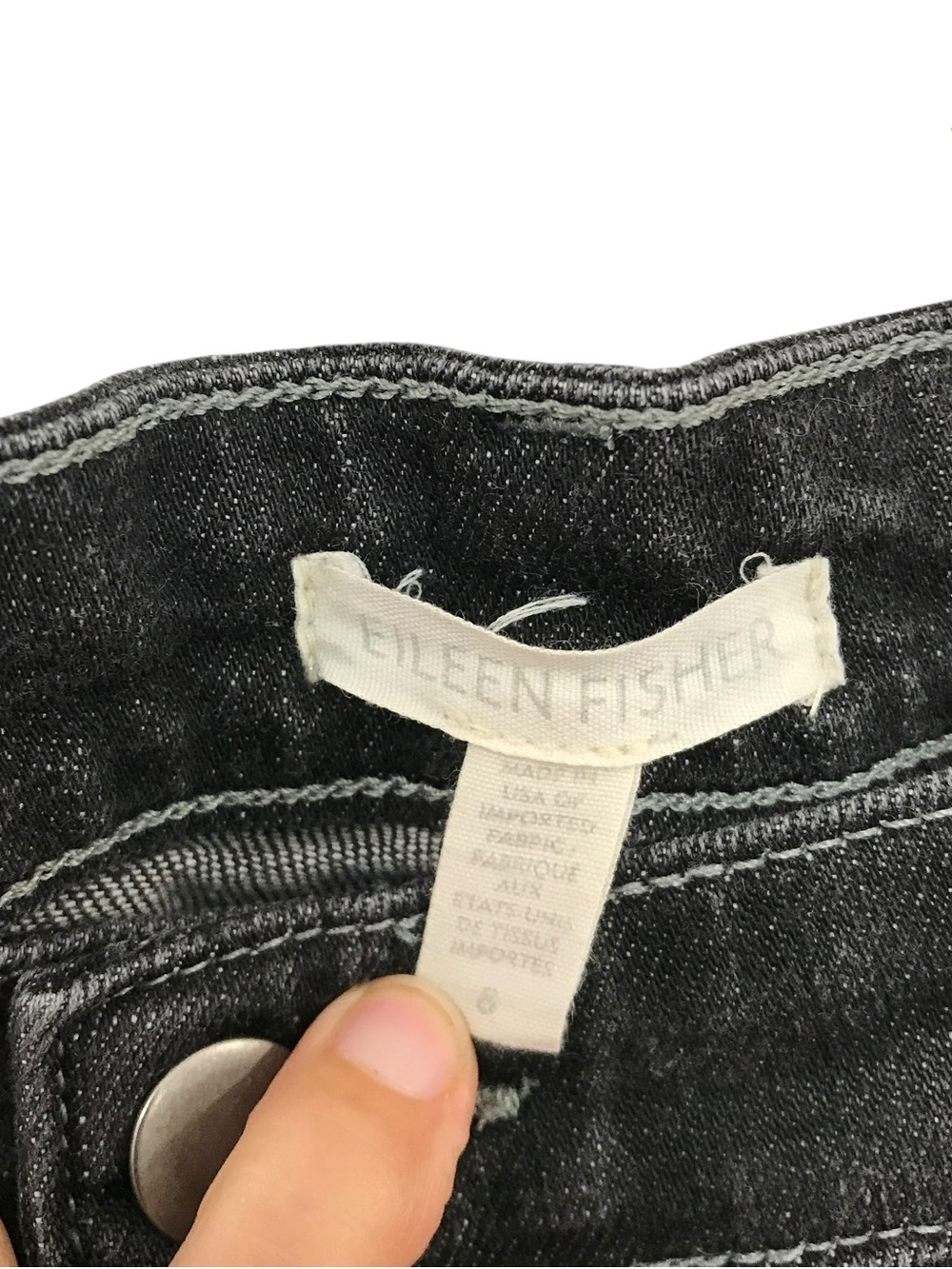 Eileen Fisher Black Denim Jeans Pants Womens Size 8 Organic Cotton USA - Picture 5 of 6